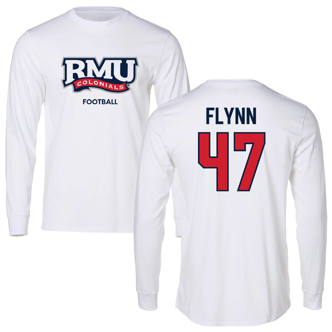 Robert Morris University Football White Long Sleeve - #47 Mack Flynn