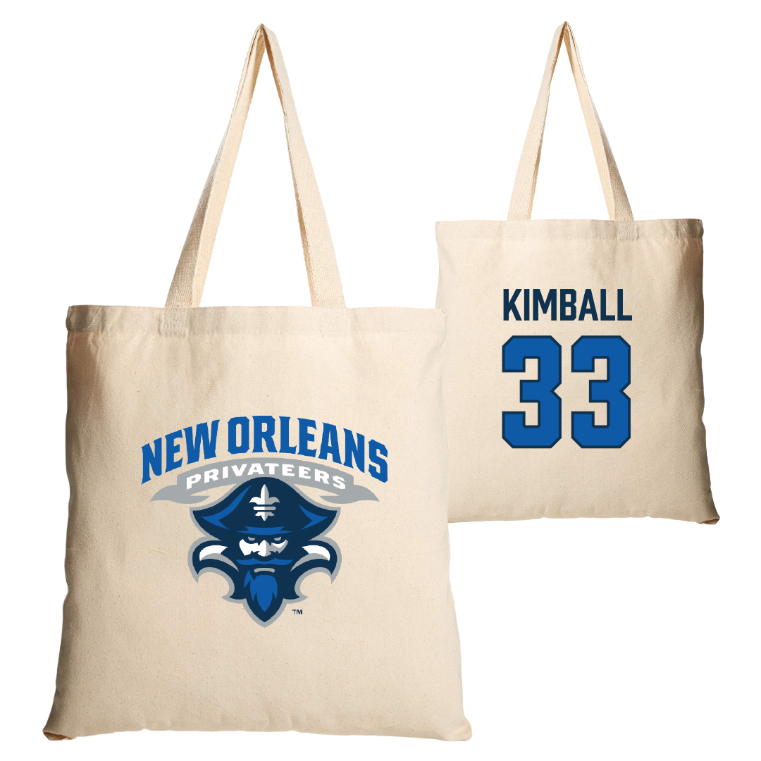 University of New Orleans Baseball Tan Canvas Tote Bag - #33 Carson Kimball
