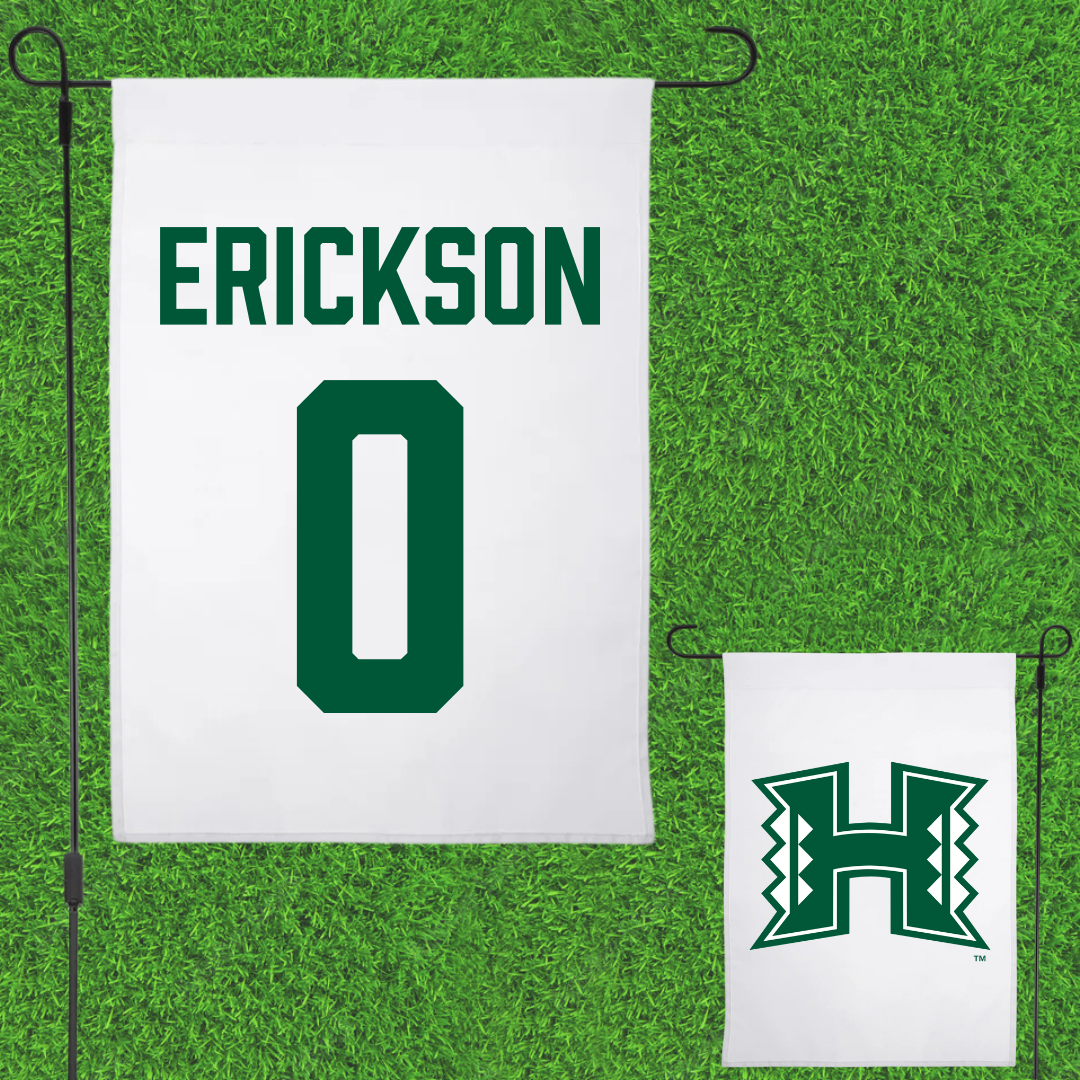 University of Hawaii Basketball (M) White Garden Flag - #0 Hunter Erickson