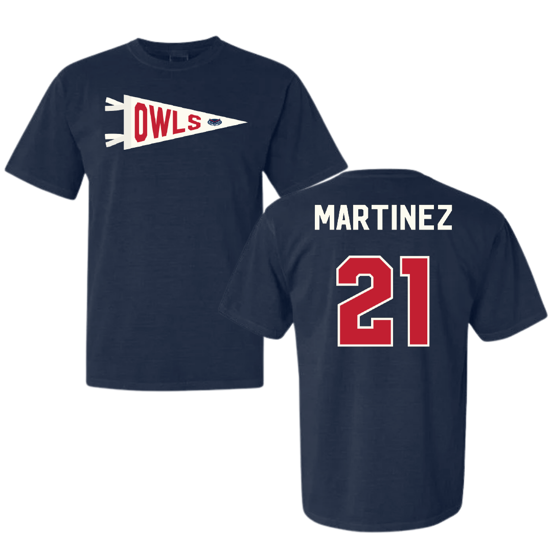Florida Atlantic University Baseball Navy Pennant Comfort Colors Tee - #21 John Martinez