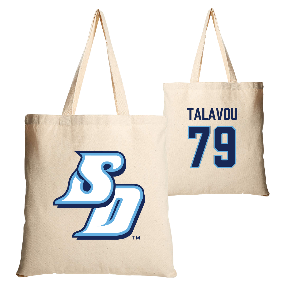 University of San Diego Football Tan Canvas Tote Bag - #79 Maicah Talavou