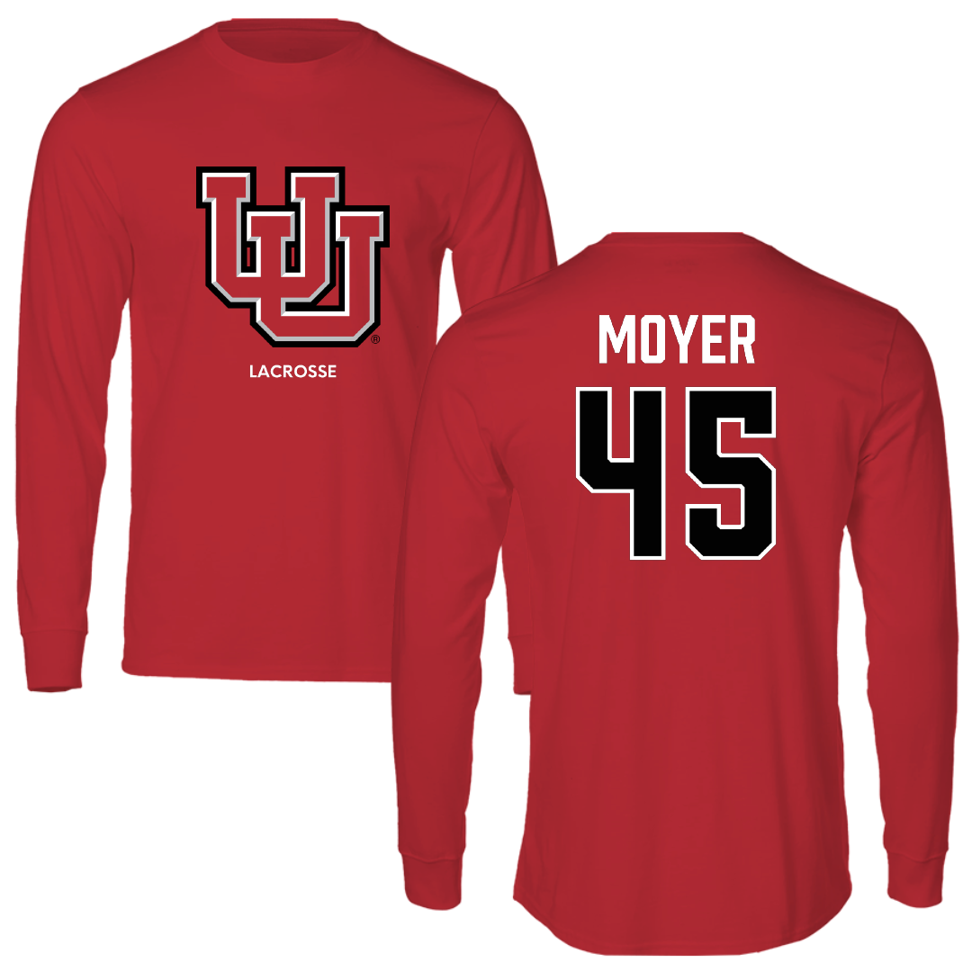 University of Utah Lacrosse (M) Red Block Performance Long Sleeve - #45 Carson Moyer