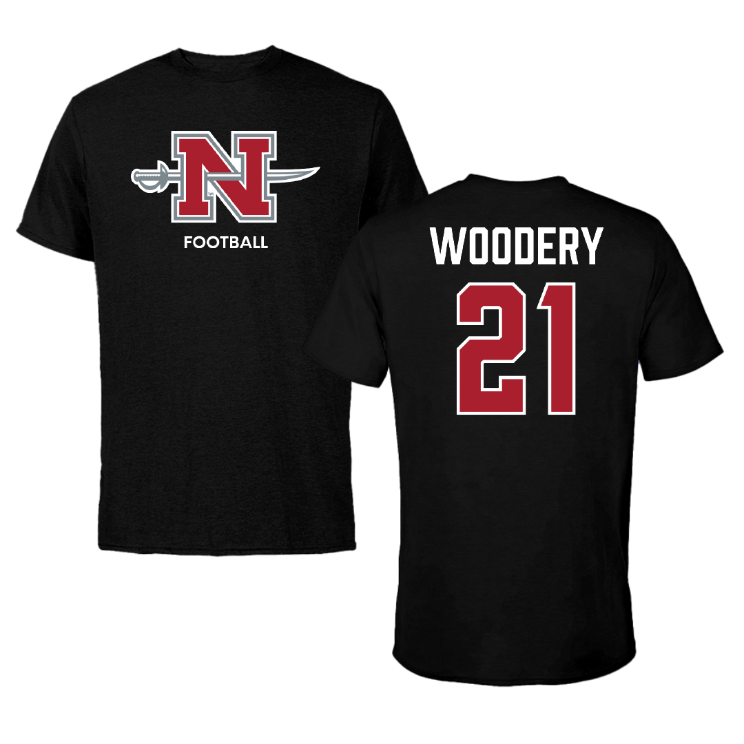Nicholls State University Football Black Mascot Tee - #21 Malik Woodery