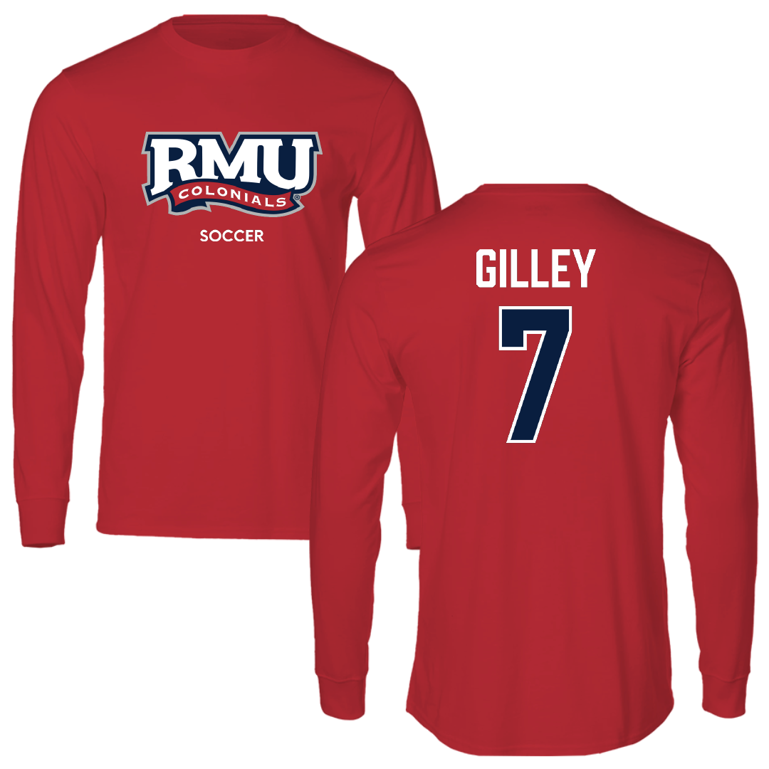 Robert Morris University Soccer (M) Red Performance Long Sleeve - #7 Chase Gilley