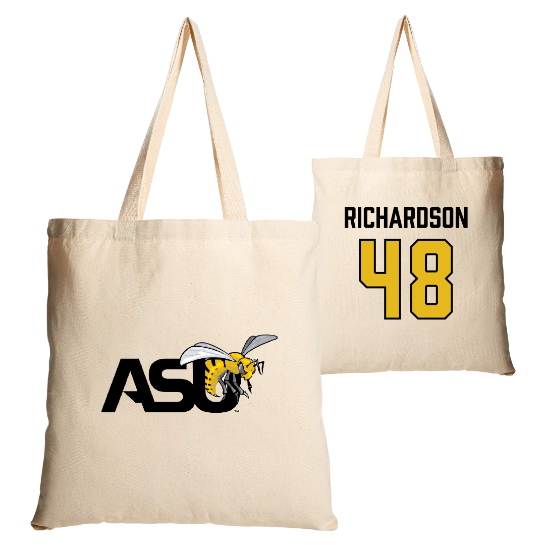 Alabama State University Football Tan Canvas Tote Bag - #48 Myles Richardson