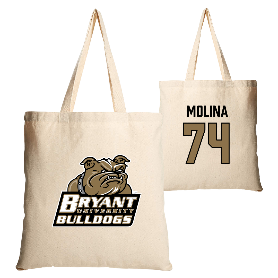 Bryant University Football Tan Canvas Tote Bag - #74 Nick Molina