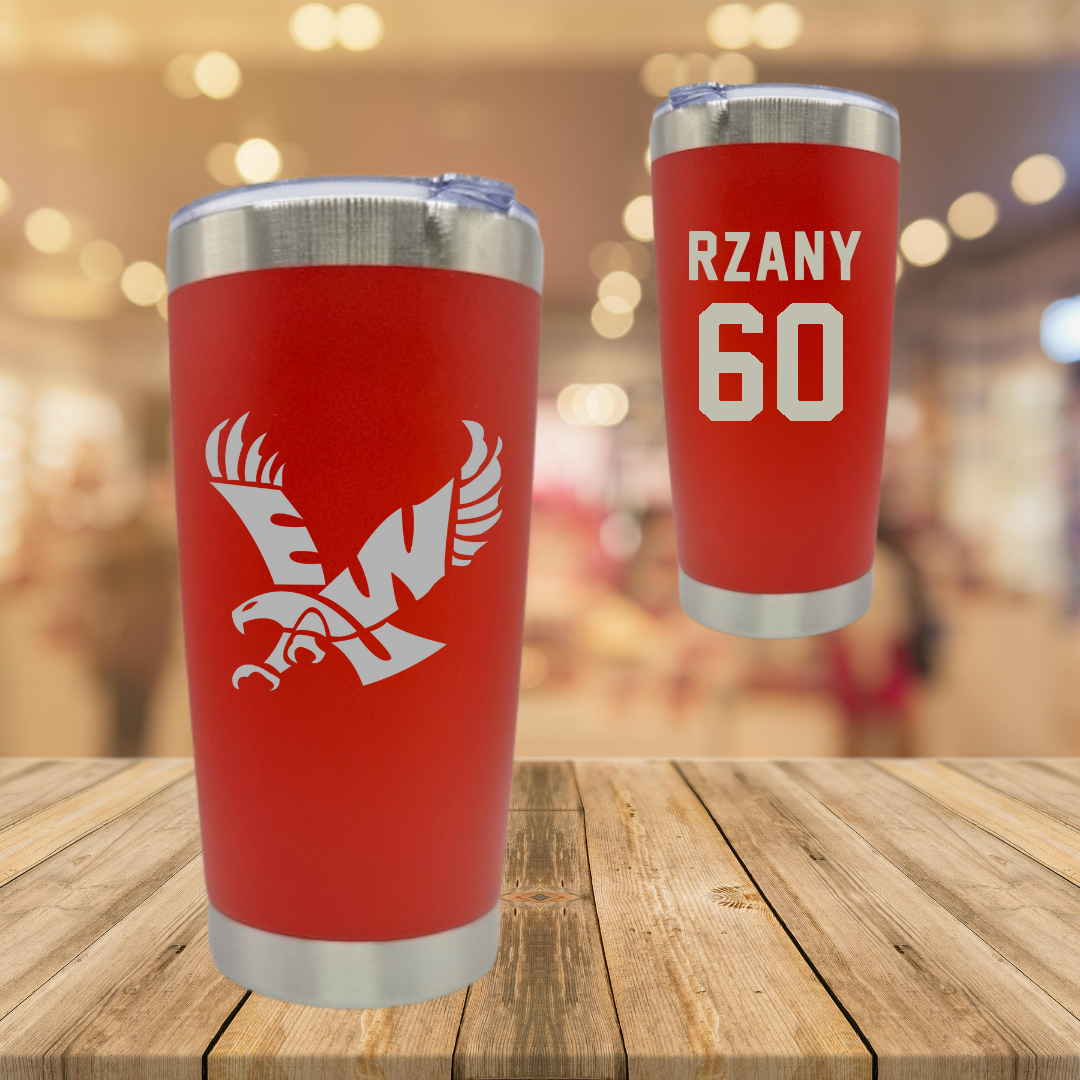 Eastern Washington University Football Red Stainless Steel Tumbler - #60 Gabriel Rzany