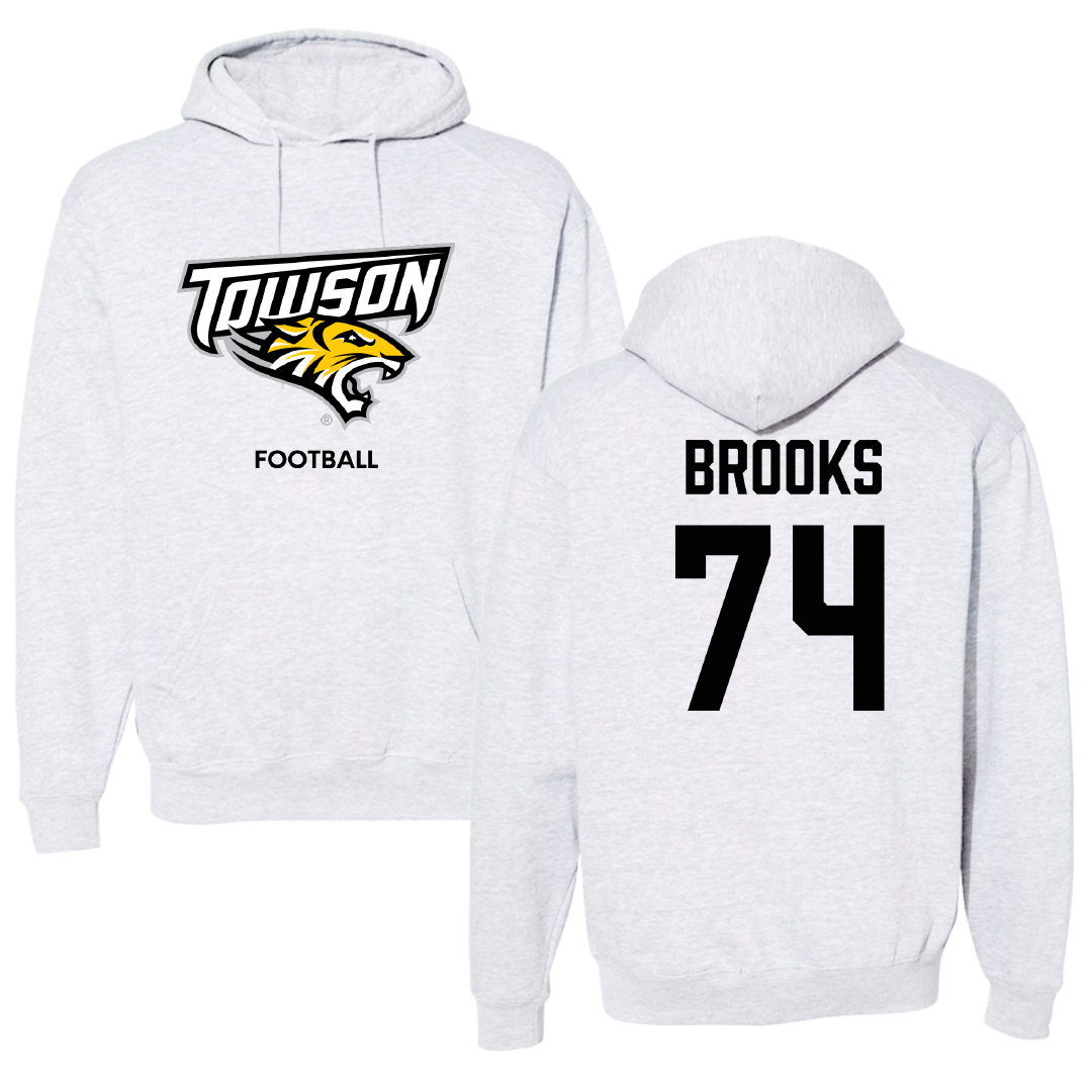 Towson University Football Light Gray Hoodie - #74 KJ Brooks