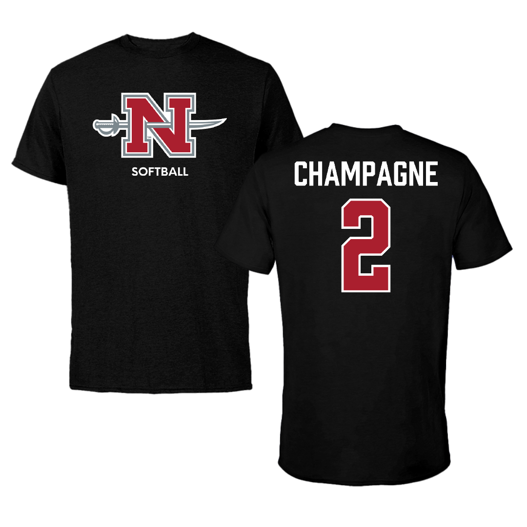 Nicholls State University Softball Black Mascot Tee - #2 Mckenzie Champagne