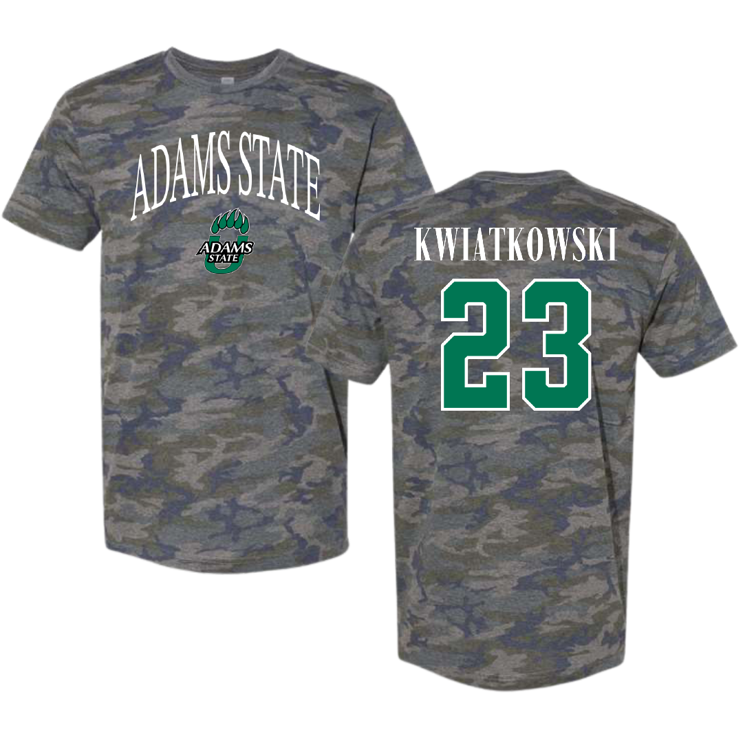 Adams State University Soccer Vintage Camo Tee - #23 Hailey Kwiatkowski