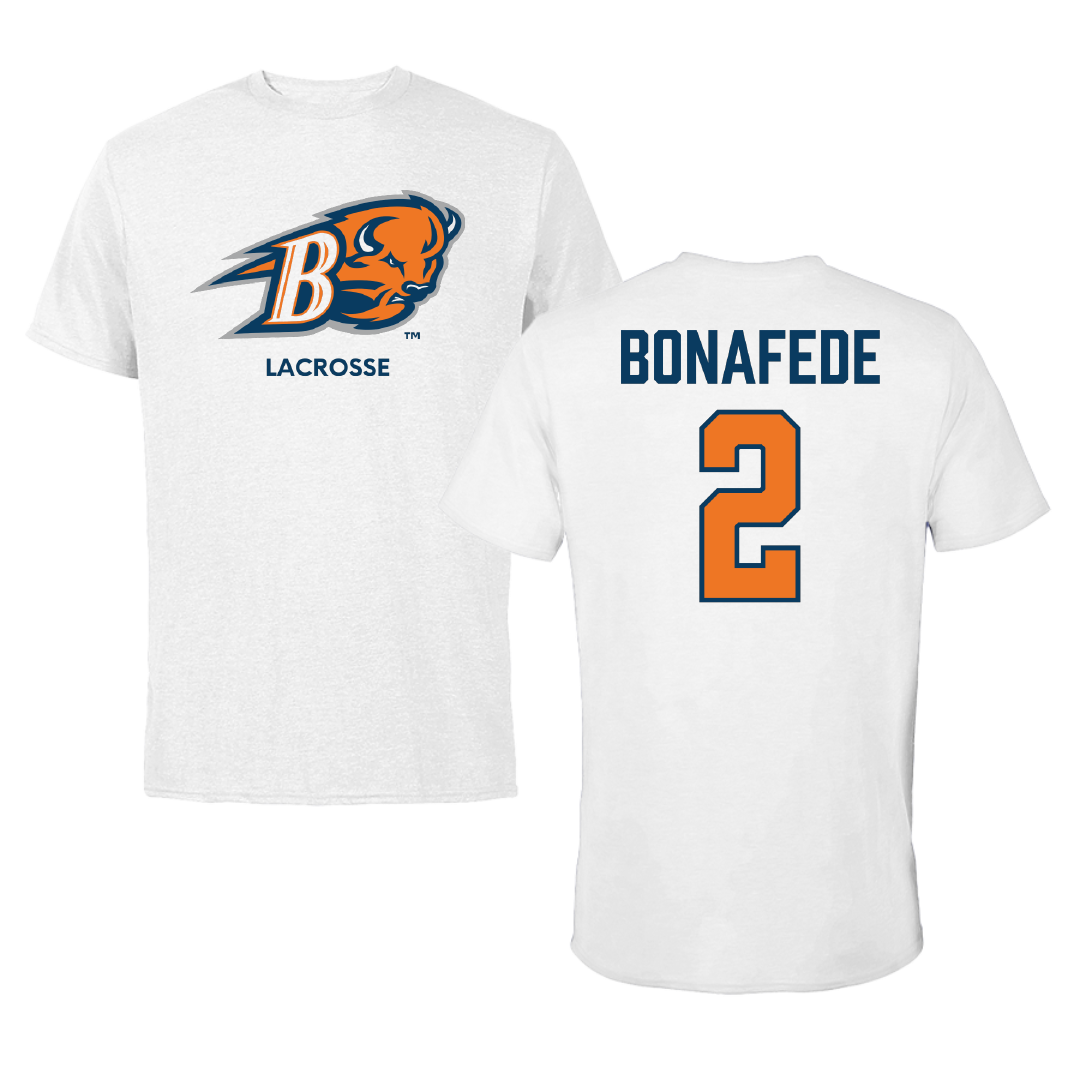 Bucknell University Lacrosse (M) White Performance Tee - #2 Benjamin Bonafede