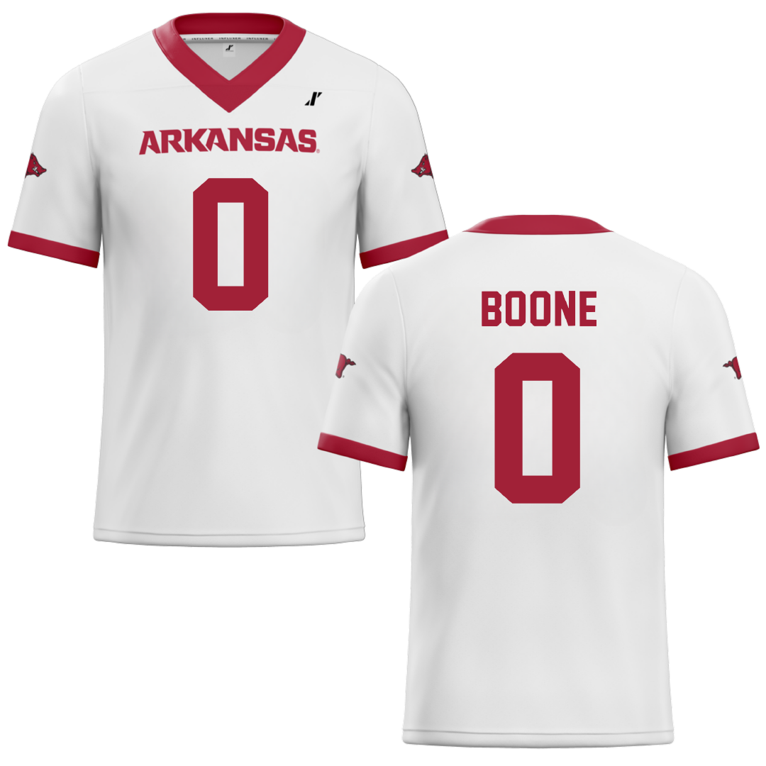 University of Arkansas White Football Jersey - #0 Justus Boone