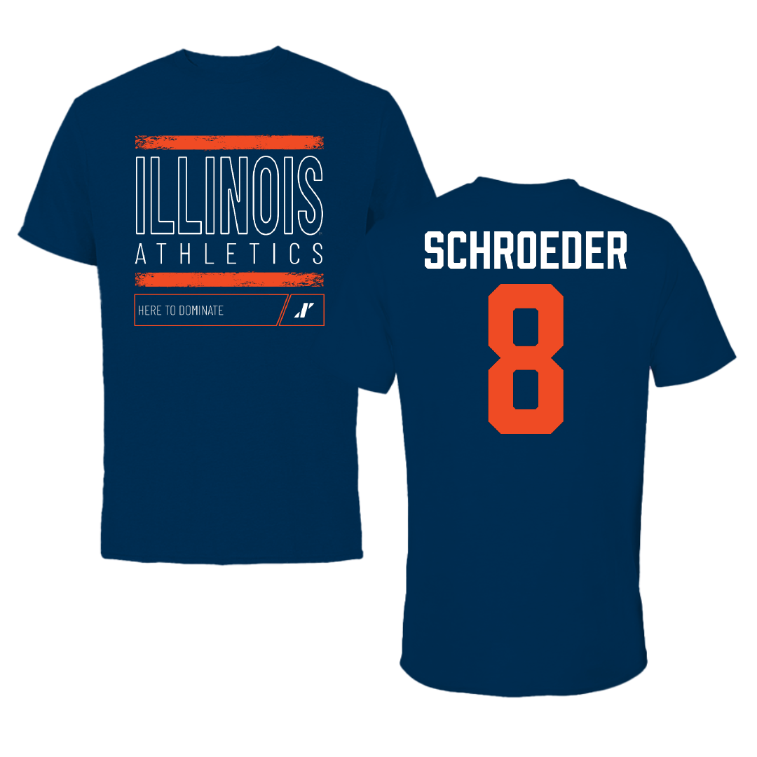 University of Illinois Baseball Navy Dominate Tee - #8 Jacob Schroeder