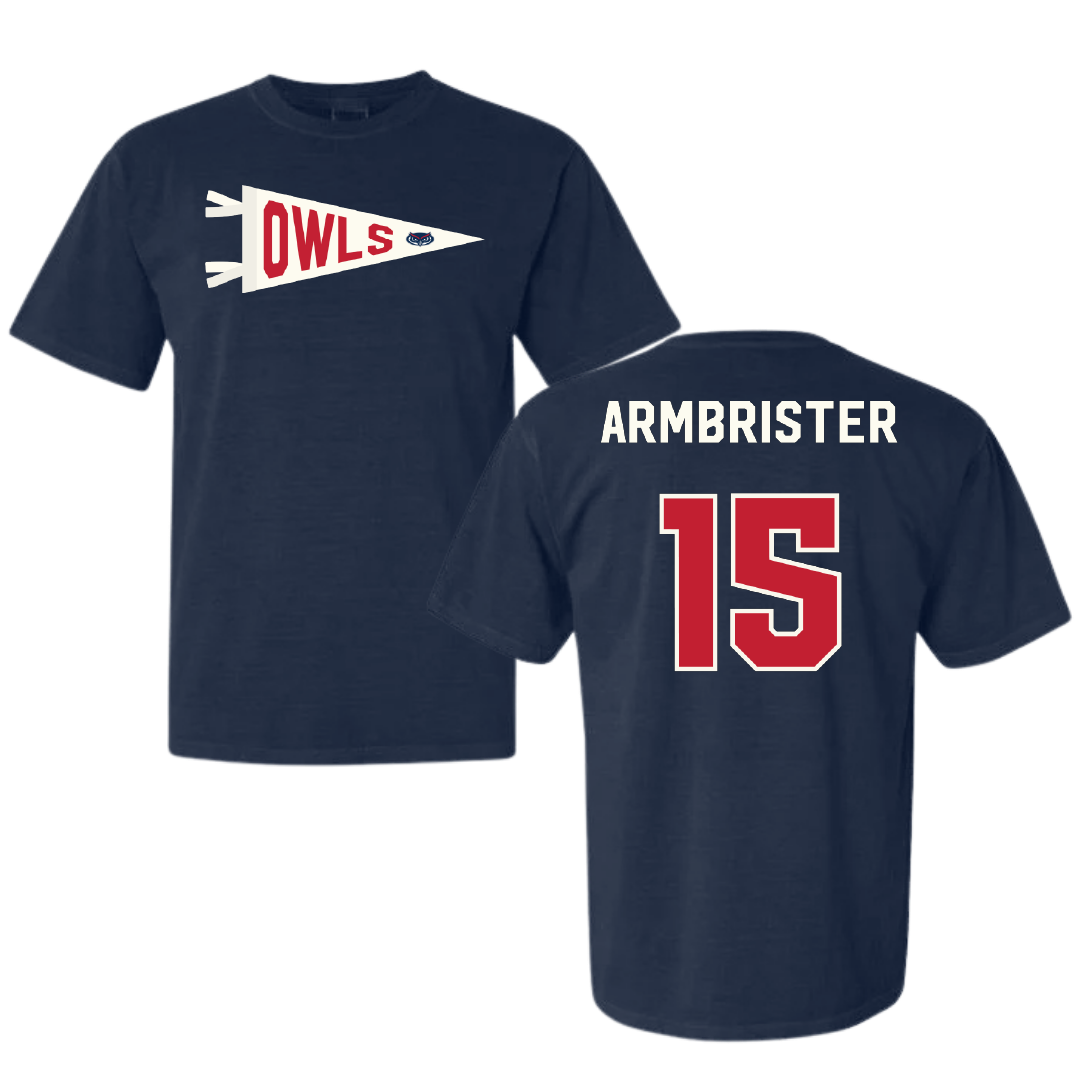 Florida Atlantic University Basketball Navy Pennant Comfort Colors Tee - #15 Kayana Armbrister
