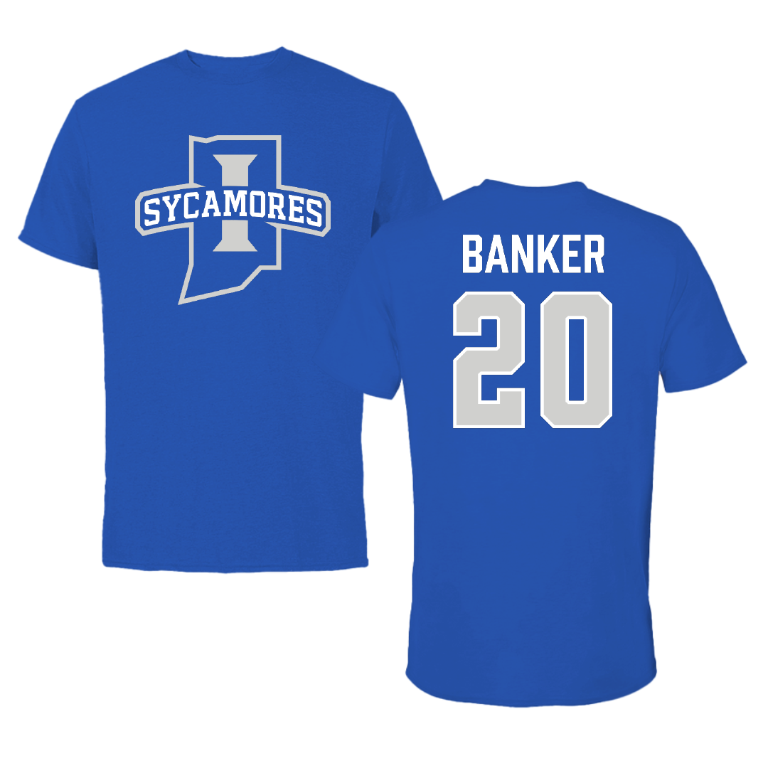 Indiana State University Baseball Blue Mascot Tee - #20 Brady Banker