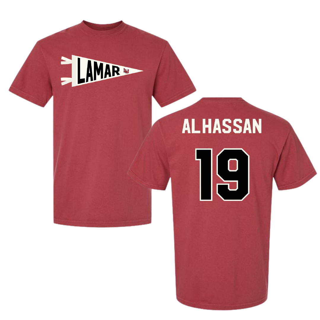 Lamar University Soccer Canvas Red Pennant Comfort Colors Tee - #19 Rafiatu Alhassan