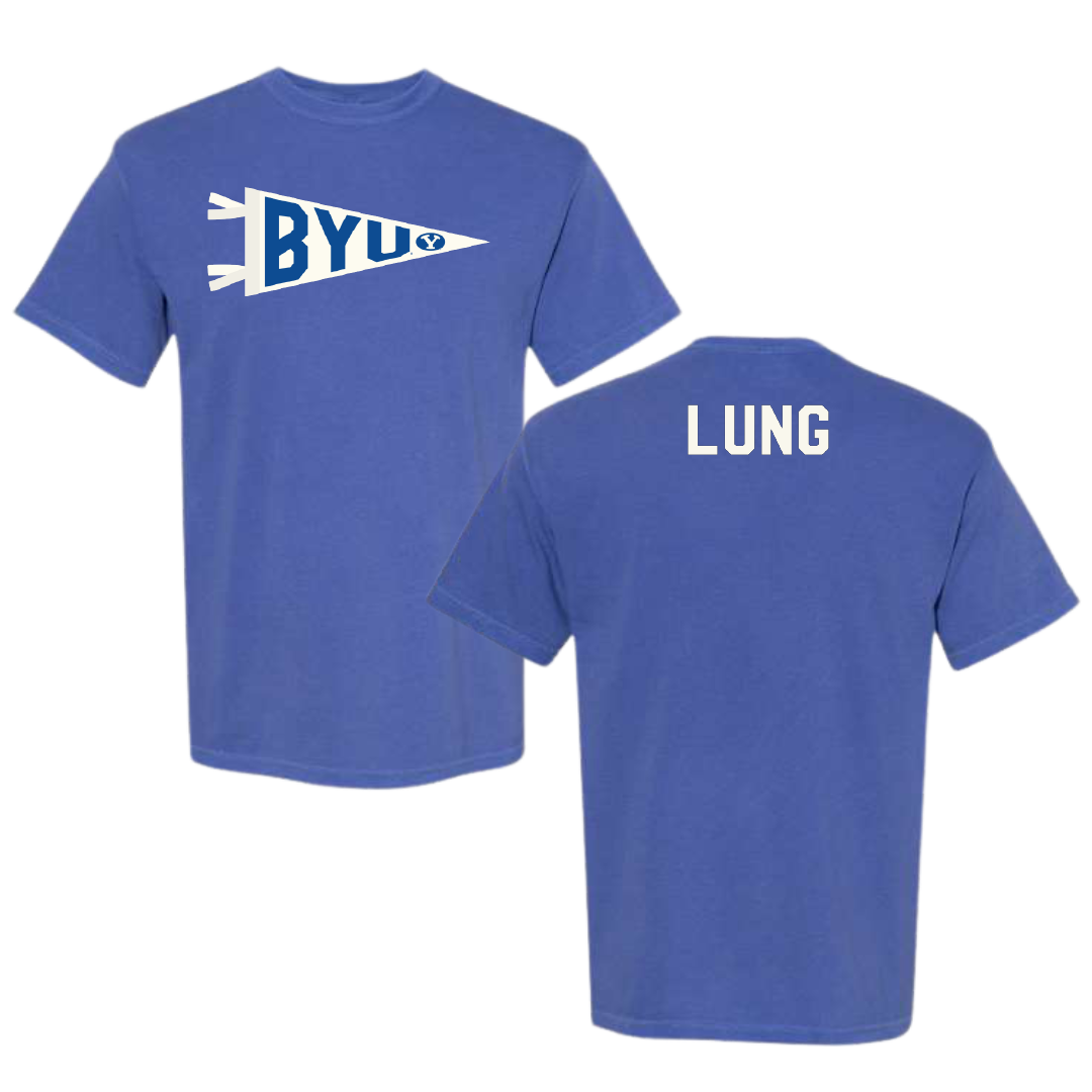 Brigham Young University Swimming & Diving Blue Pennant Comfort Colors Tee - Mackenzie Lung