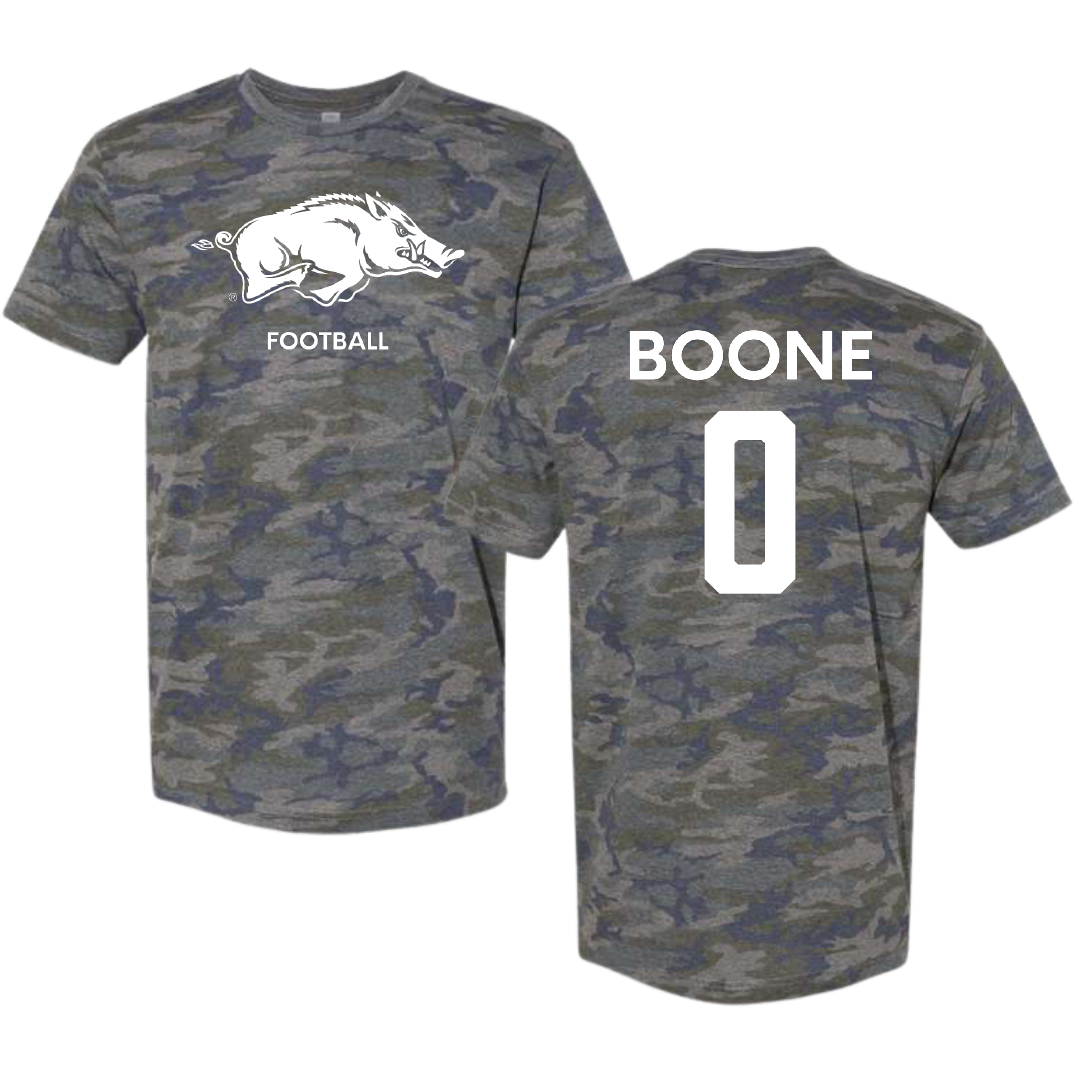 University of Arkansas Football Vintage Camo Tee - #0 Justus Boone