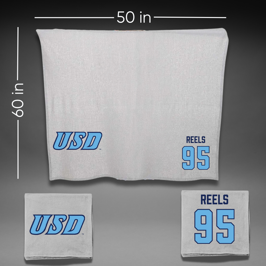 University of San Diego Football Gray Blanket - #95 Jae’Von Reels