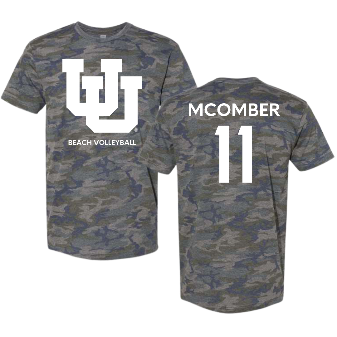 University of Utah Beach Volleyball Vintage Camo Tee - #11 Azure McOmber