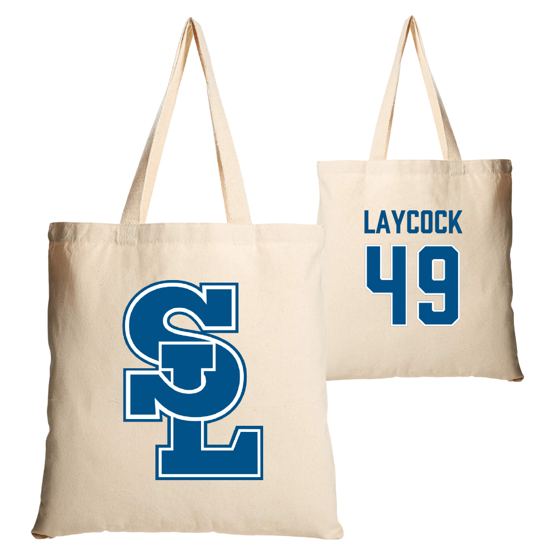 Salt Lake Community College Baseball Tan Canvas Tote Bag - #49 Austin Laycock
