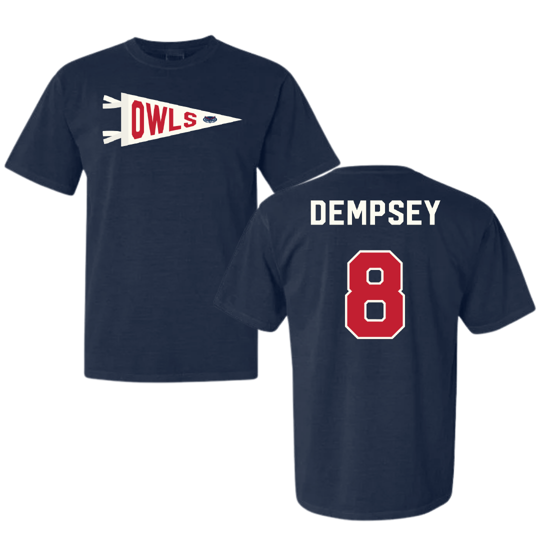Florida Atlantic University Soccer Navy Pennant Comfort Colors Tee - #8 Drew Dempsey