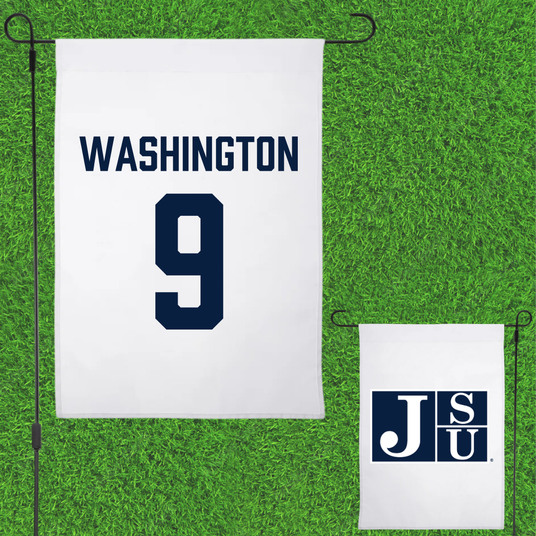 Jackson State University Football White Garden Flag - #9 BJ Washington