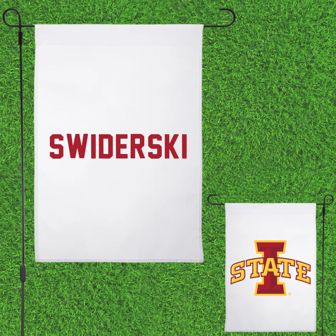 Iowa State University Wrestling White Garden Flag - Casey Swiderski