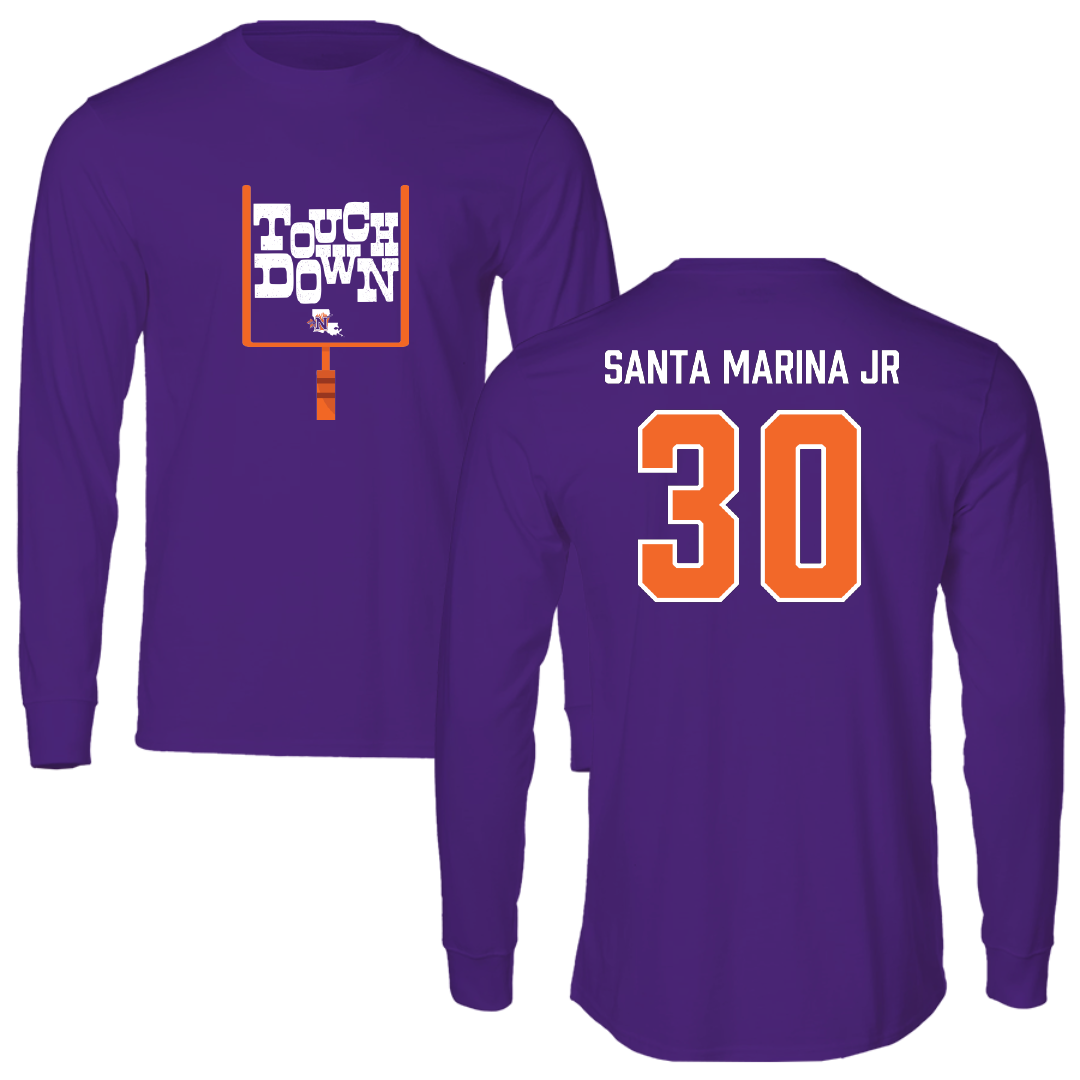 Northwestern State University Football Purple Touchdown Long Sleeve - #30 Troy Santa Marina Jr