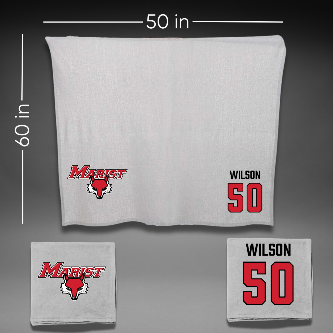 Marist University Football Gray Blanket - #50 Trevor Wilson