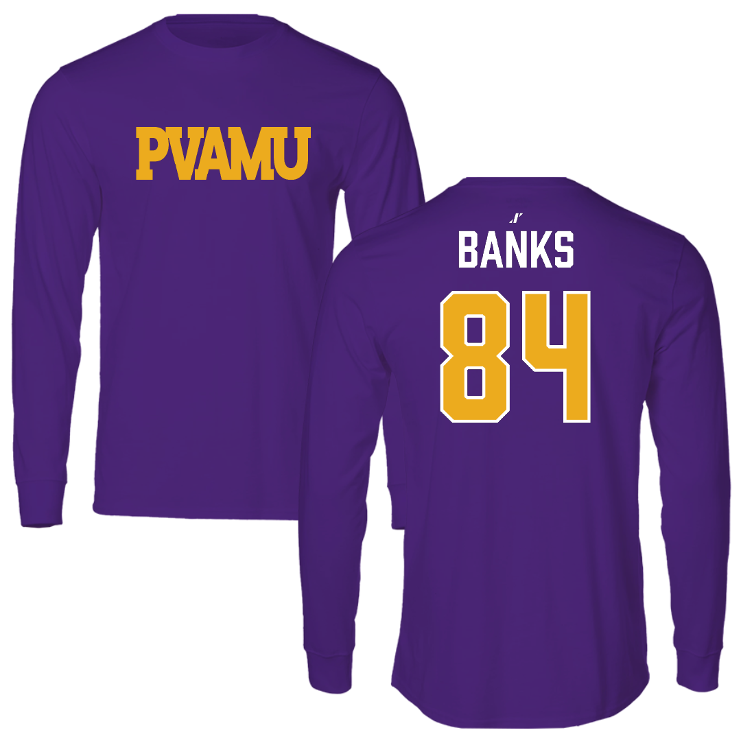 Prairie View A&M University Football Purple Long Sleeve - #84 Ja’koby Banks