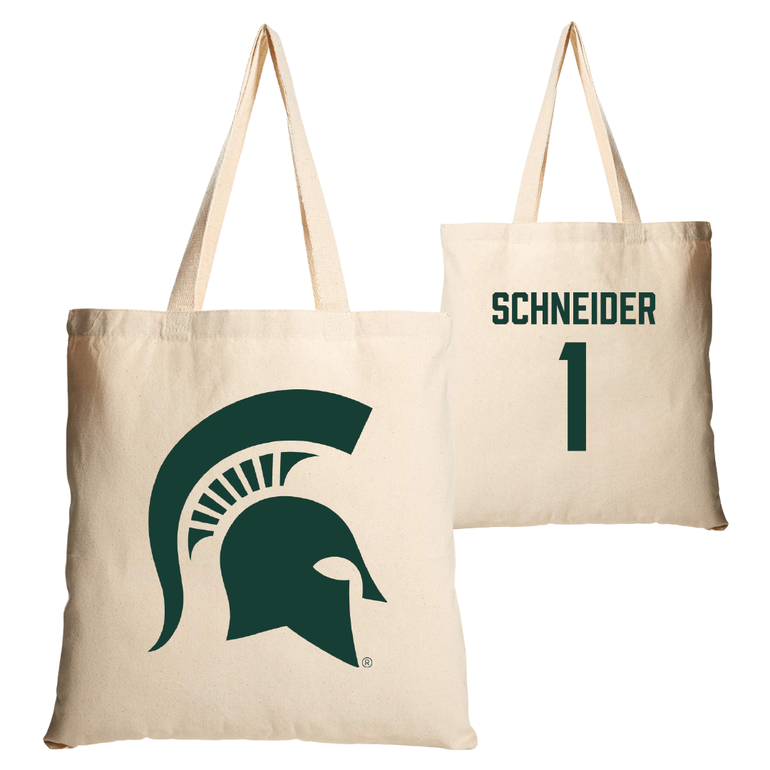 Michigan State University Volleyball Tan Canvas Tote Bag - #1 Lia Schneider