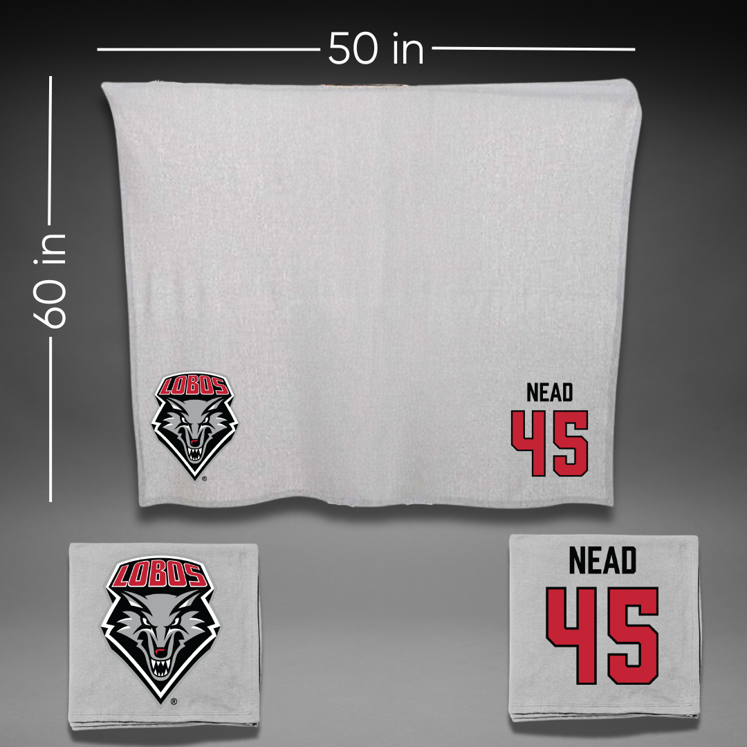 University of New Mexico Football Gray Blanket - #45 Keayen Nead