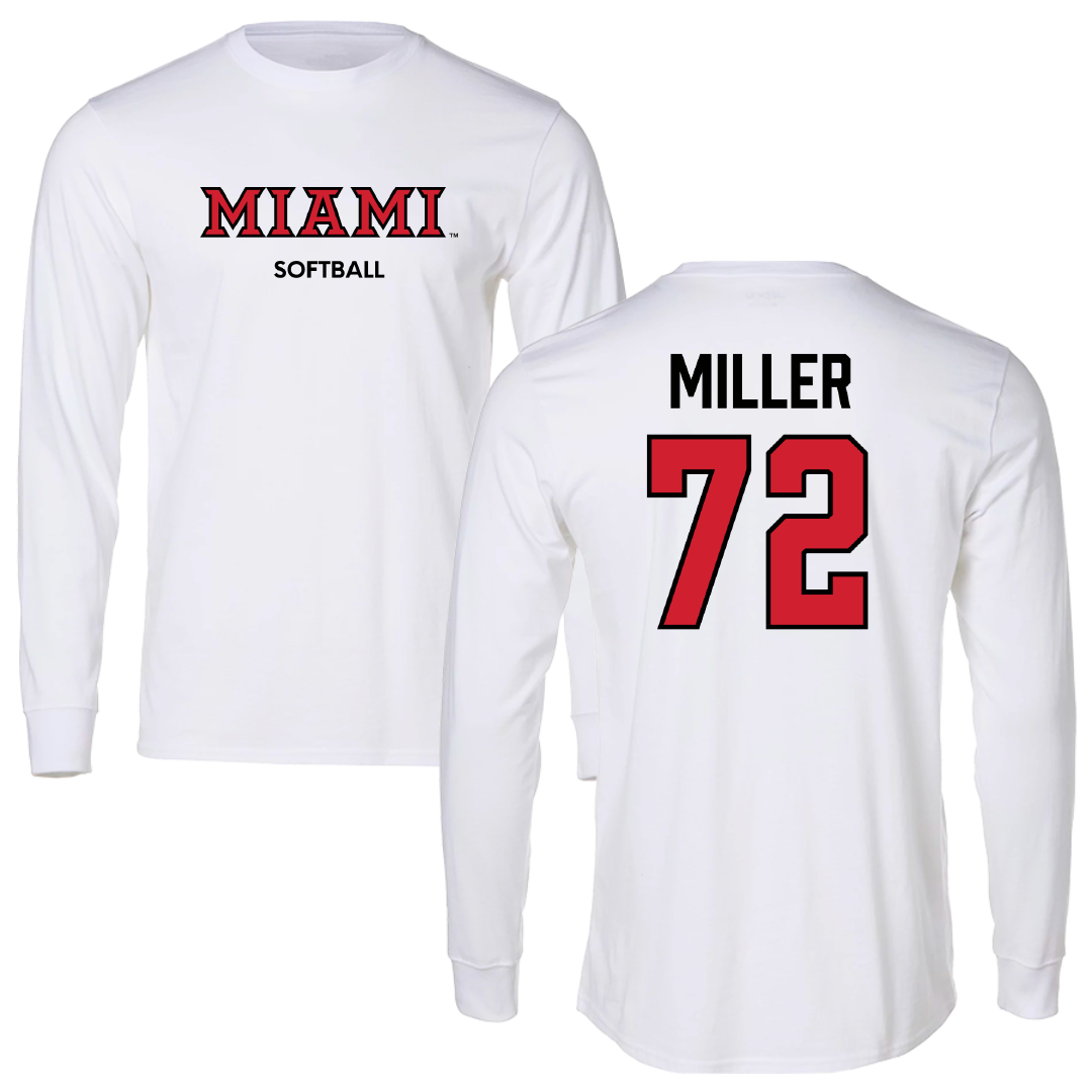 Miami University (Ohio) Softball White Long Sleeve - #72 Lindsey Miller