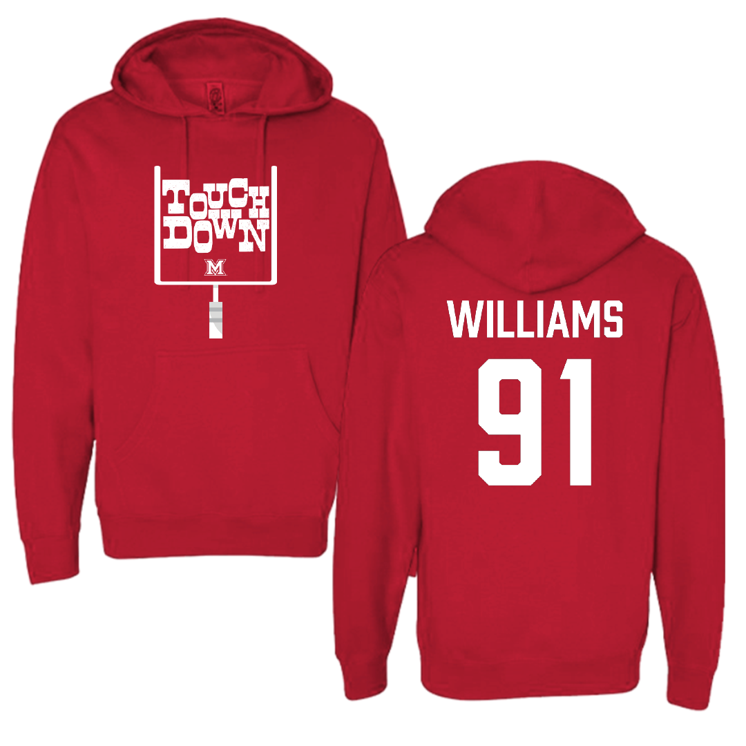 Miami University (Ohio) Football Red Touchdown Hoodie - #91 Sam Williams