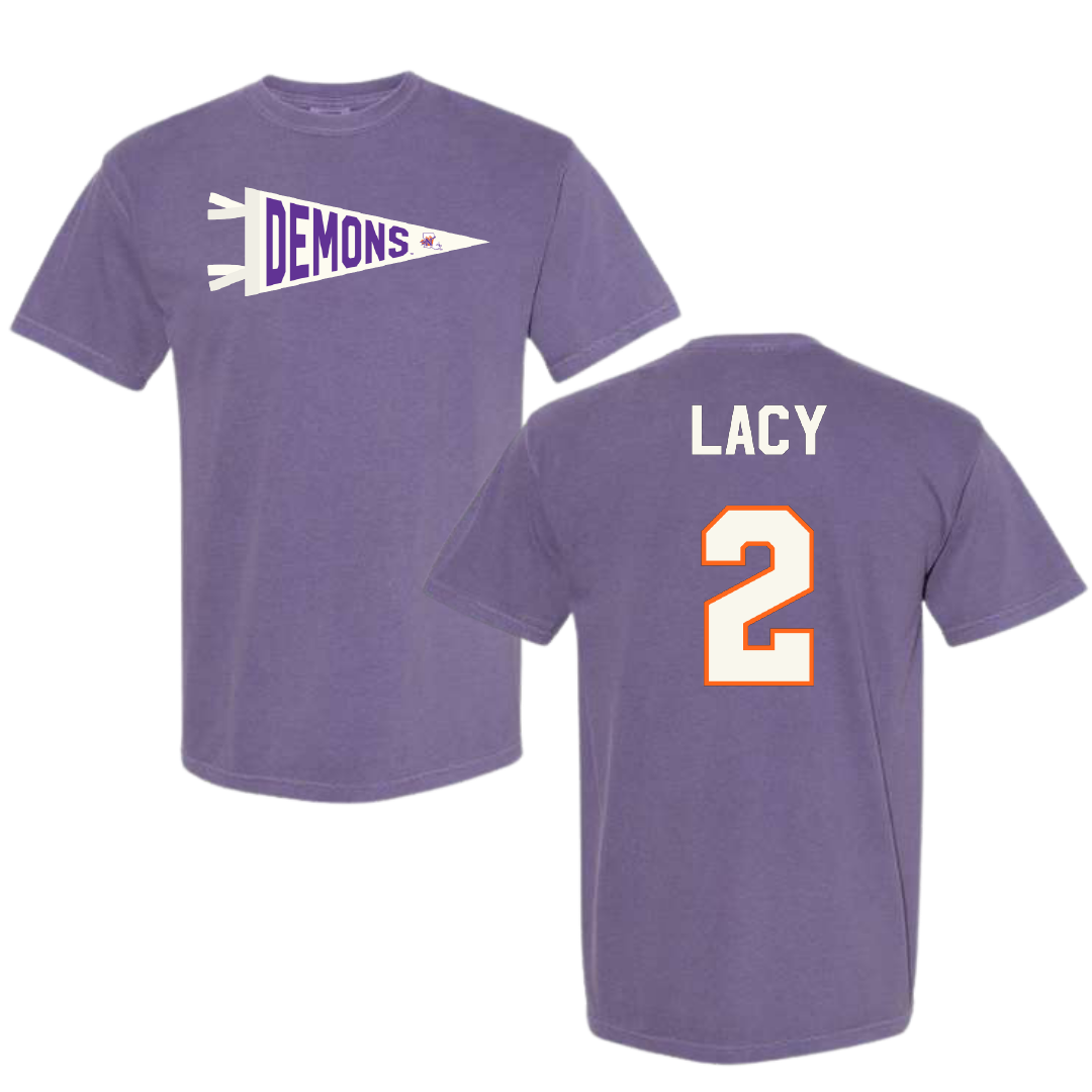 Northwestern State University Football Purple Pennant Comfort Colors Tee - #2 Kennieth Lacy
