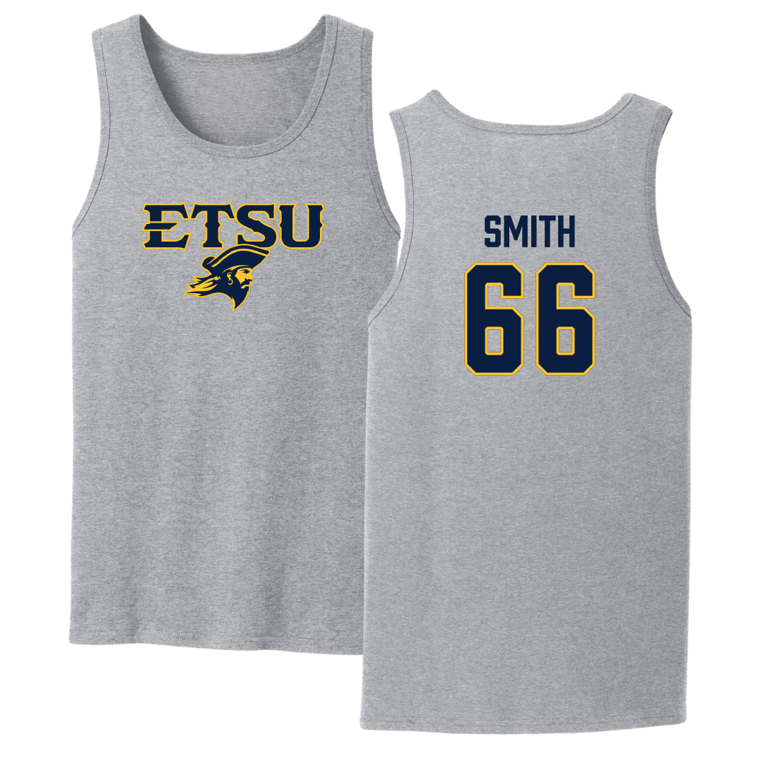 East Tennessee State University Football Sport Gray Tank Top - #66 Luke Smith