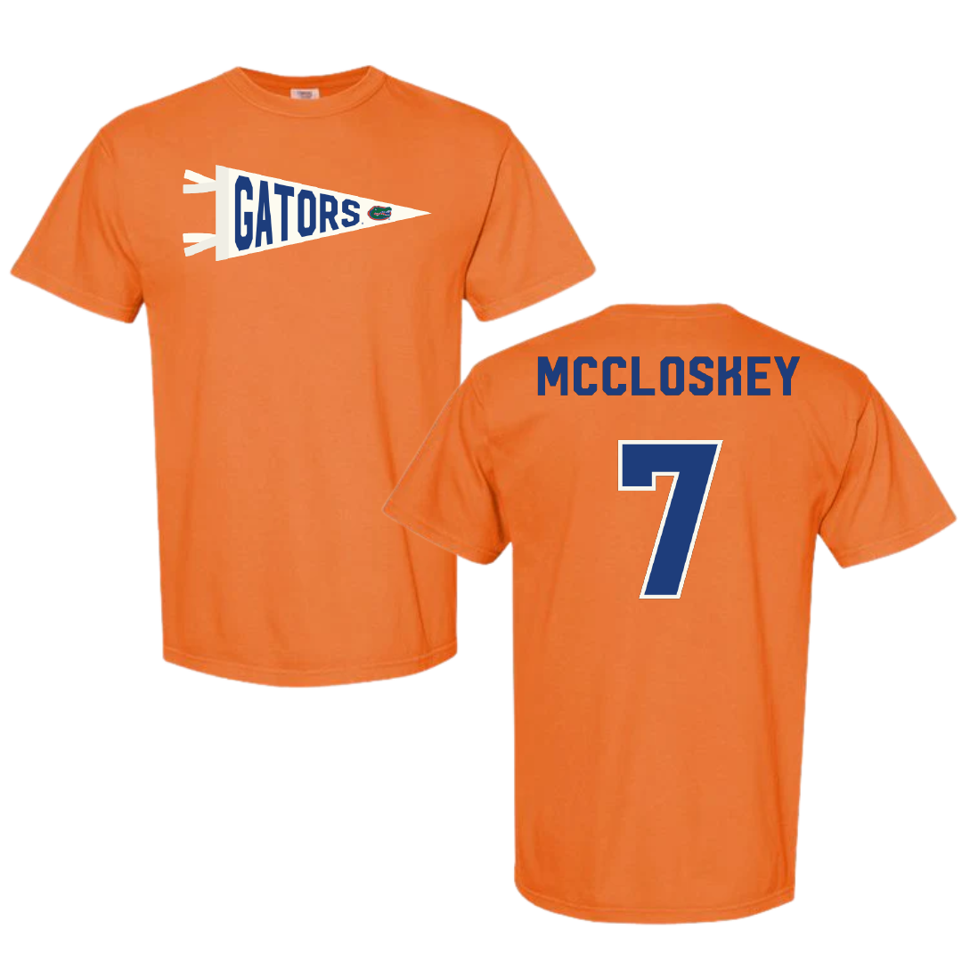 University of Florida Soccer Orange Pennant Comfort Colors Tee - #7 Lauren McCloskey