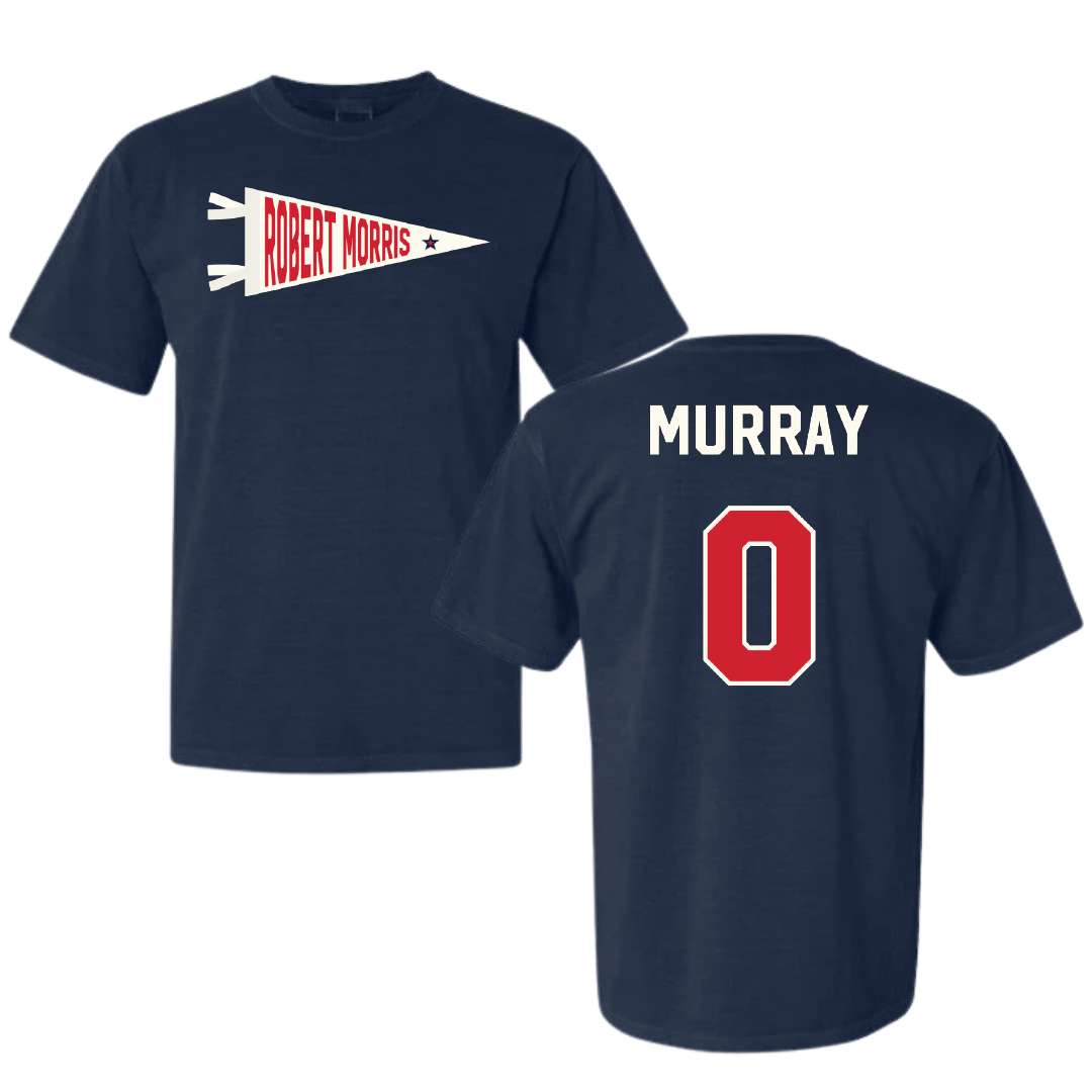 Robert Morris University Soccer Navy Pennant Comfort Colors Tee - #0 Brenna Murray