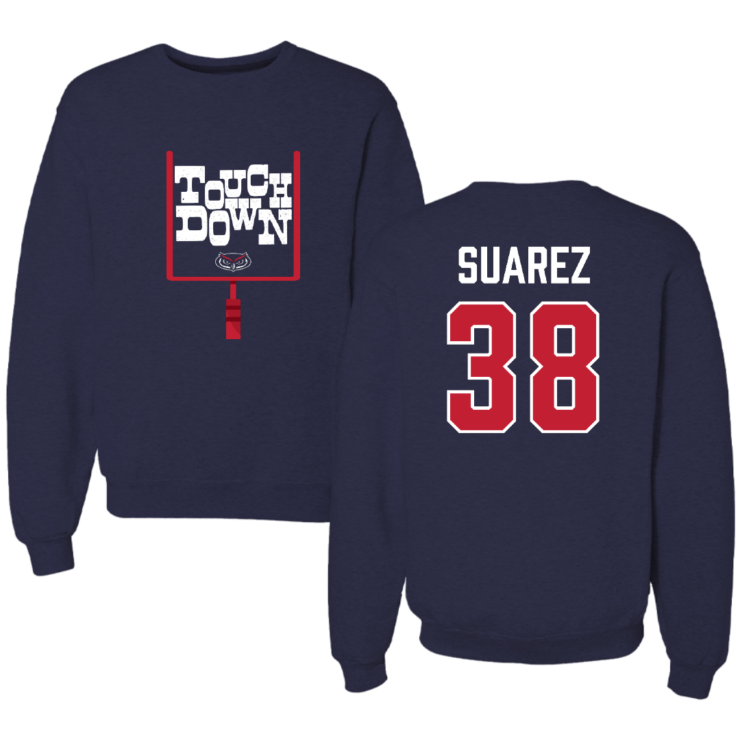 Florida Atlantic University Football Navy Touchdown Crewneck - #38 Morgan Suarez