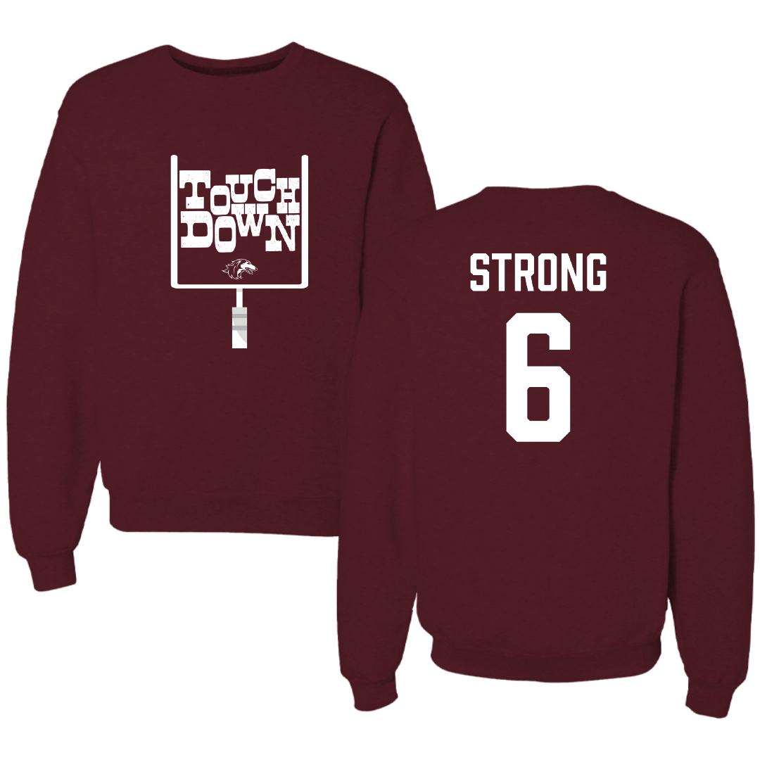 Southern Illinois University at Carbondale Football Maroon Touchdown Crewneck - #6 Justin Strong