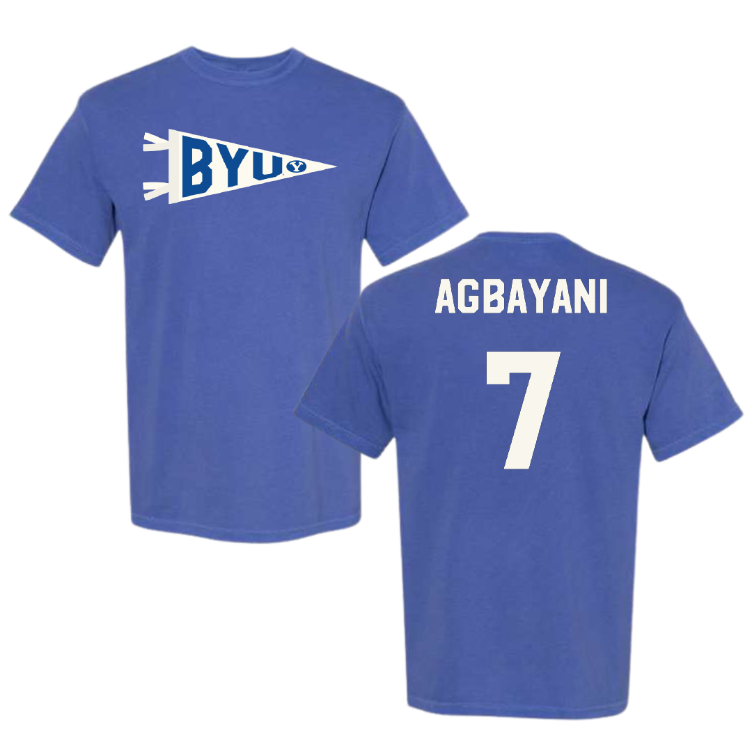 Brigham Young University Softball Blue Pennant Comfort Colors Tee - #7 Aleia Agbayani
