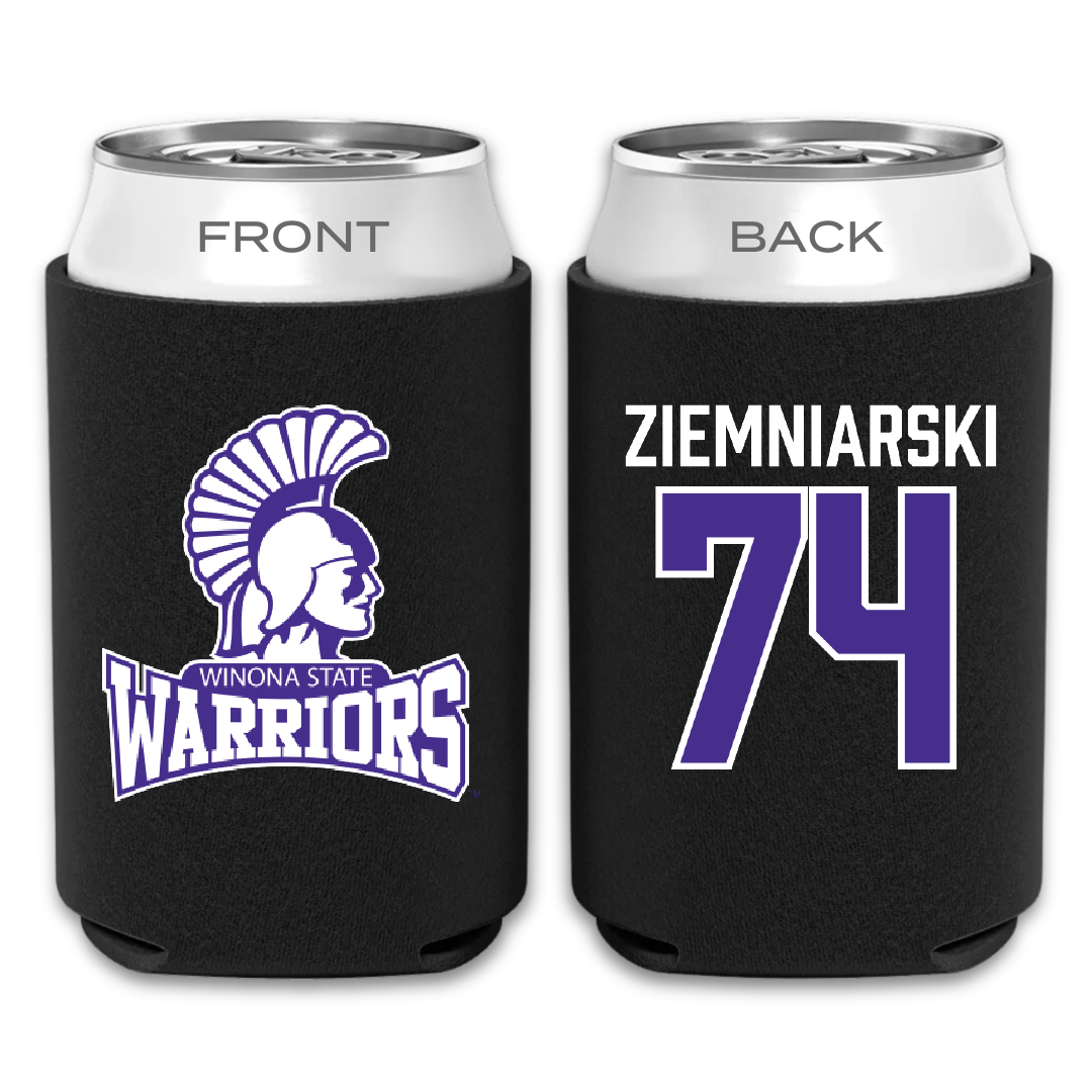 Winona State University Football Black Can Cooler - #74 Jake Ziemniarski