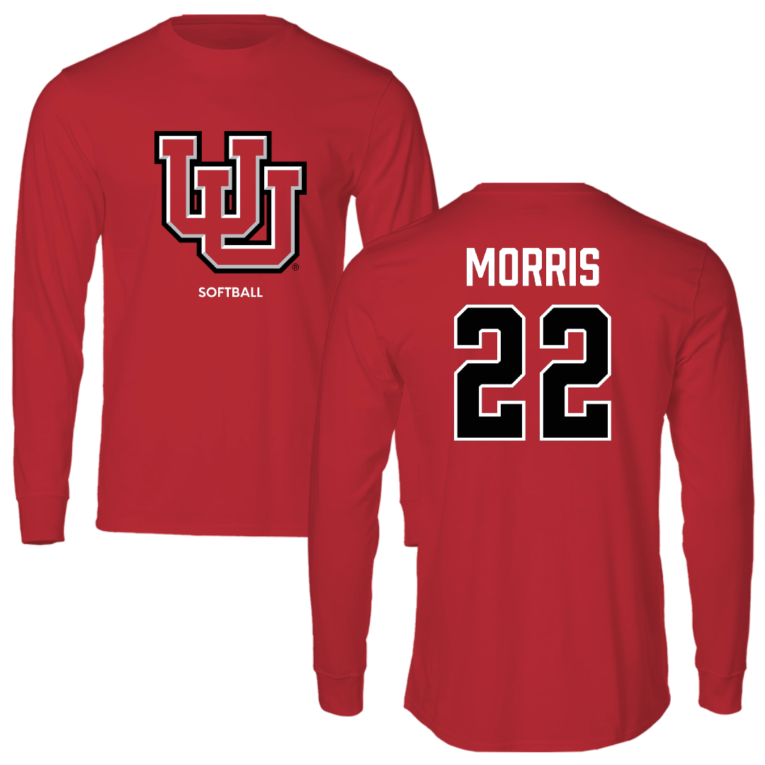 University of Utah Softball Red Block Performance Long Sleeve - #22 Halle Morris