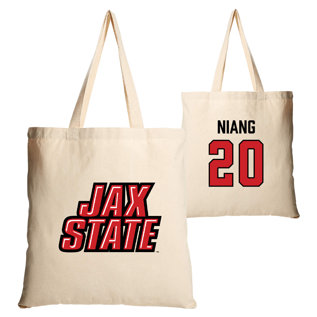 Jacksonville State University Basketball Tan Canvas Tote Bag - #20 Gora Niang