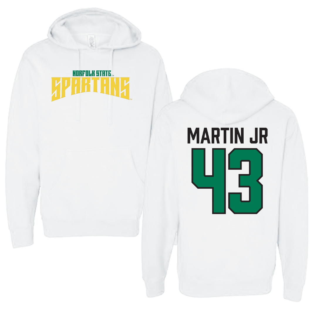 Norfolk State University Football White Classic Hoodie - #43 Richard Martin Jr