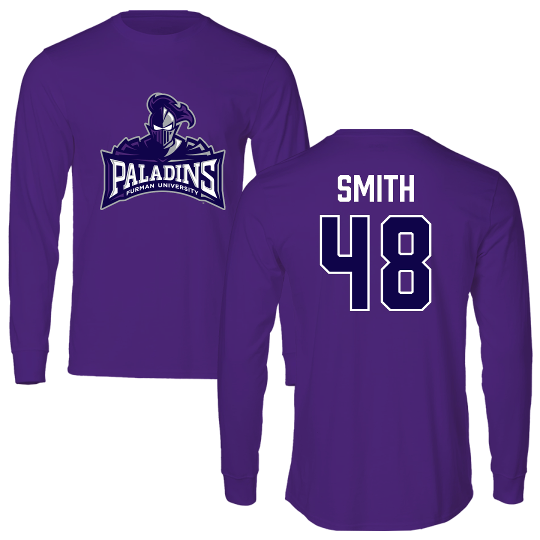 Furman University Football Purple Performance Long Sleeve - #48 Luke Smith