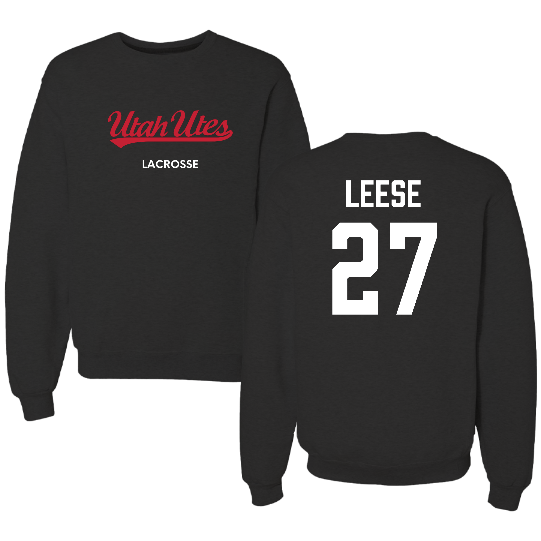 University of Utah Lacrosse (M) Black Crewneck - #27 Will Leese