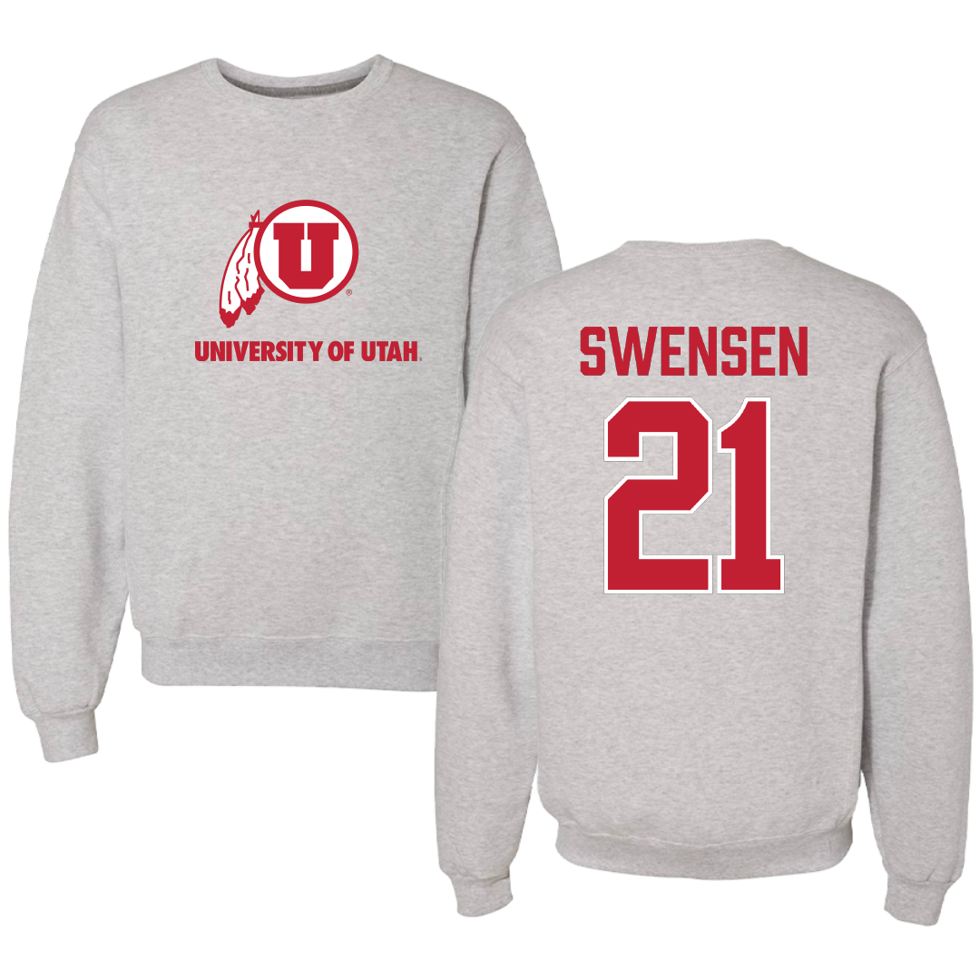 University of Utah Soccer (W) Gray Crewneck - #21 Ali Swensen