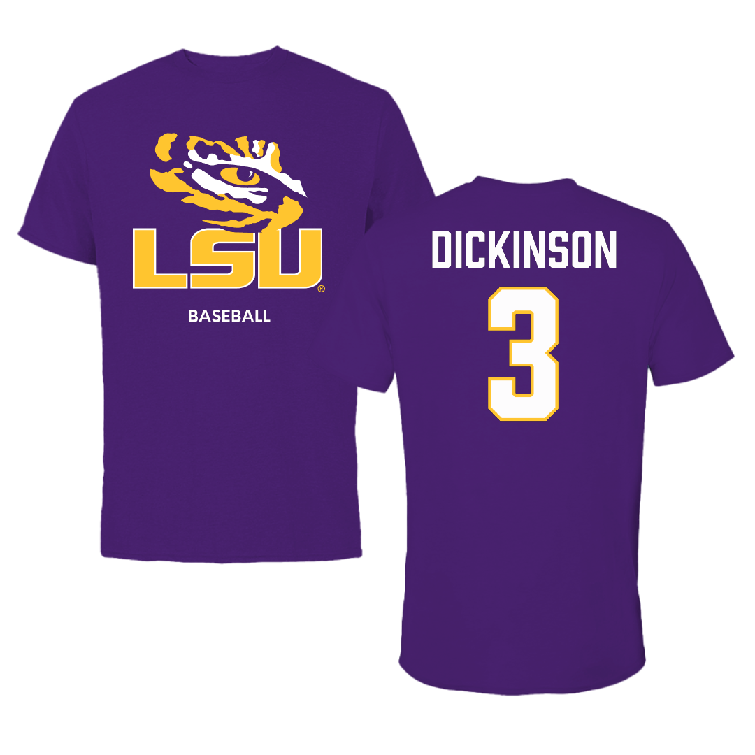 Louisiana State University Baseball Purple Tee - #3 Daniel Dickinson